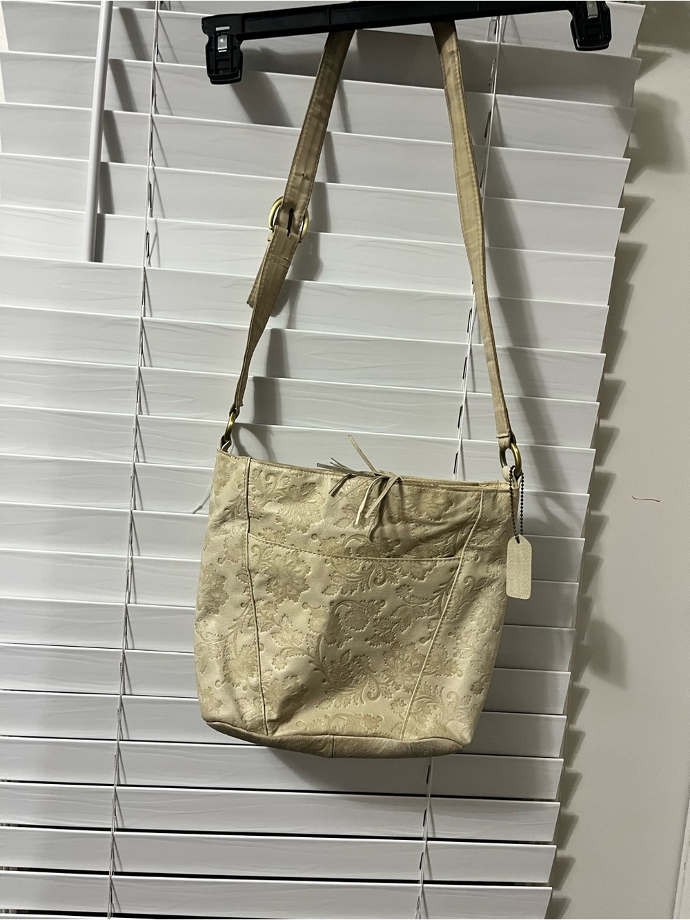 Cabin Creek Cream Floral-Embossed Shoulder Bag